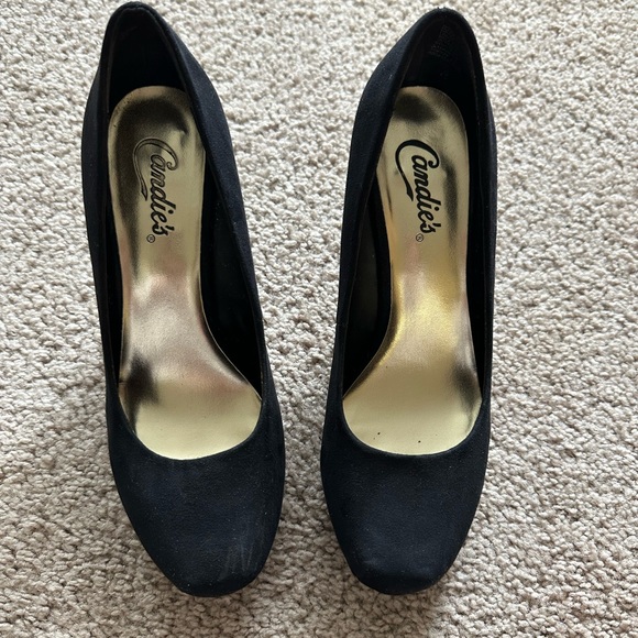 Black Suede Candies High heels Size 7.5 - Picture 2 of 5